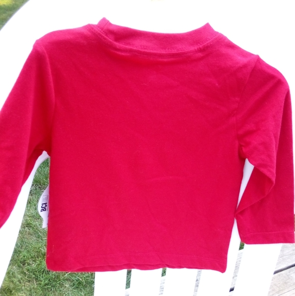 Unisex Long Sleeve RED Graphic Christmas Crew Tee Size 18 Months - Picture 4 of 6